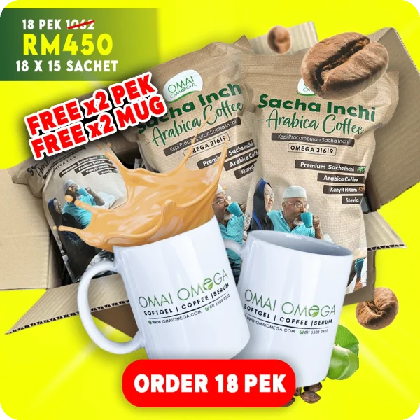 18 Free 2 Mug & 2 Pek Kopi Sacha Inchi
